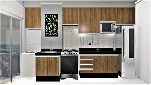 Cozinha Planejada A02 | 100% MDF: Conjunto de 9 Peças