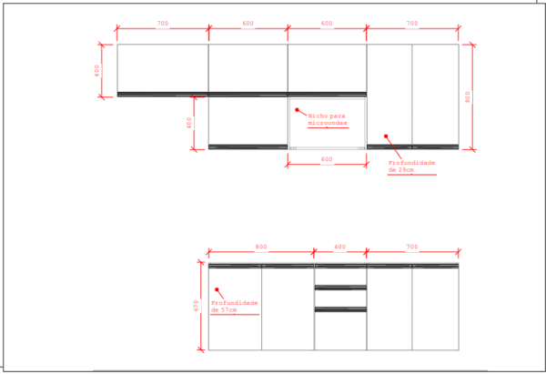 Cozinha Planejada A28 | 100% MDF: Conjunto de 9 Peças - Imagem 7