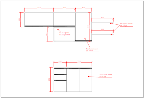 Cozinha Planejada A29 | 100% MDF: Conjunto de 7 Peças - Imagem 5
