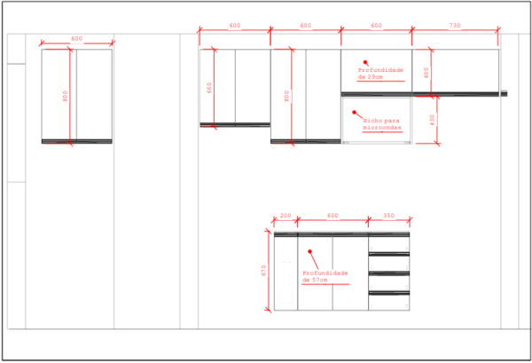 Cozinha Planejada A38 | 100% MDF: Conjunto de 9 Peças - Imagem 3