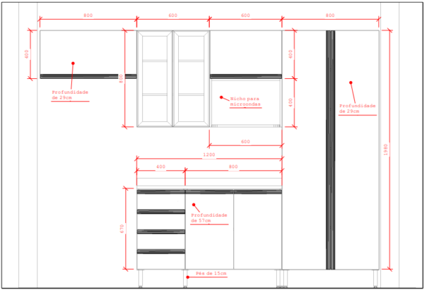 Cozinha Planejada A43 | 100% MDF: Conjunto de 7 Peças - Imagem 5