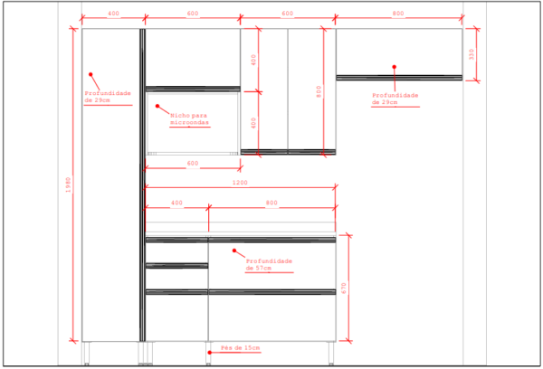 Cozinha Planejada A47 | 100% MDF: Conjunto de 7 Peças - Imagem 3