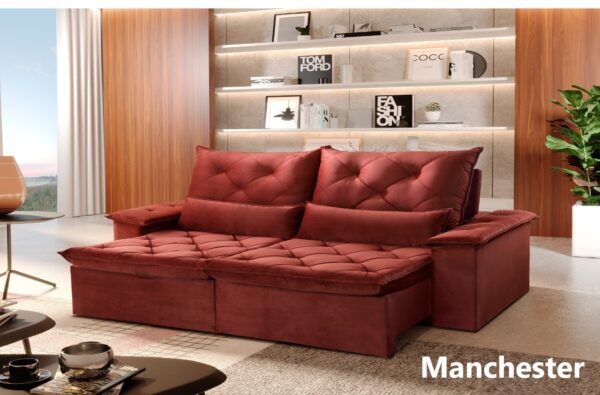 SOFÁ MANCHESTER - 2,10M RETRATIL E RECLINÁVEL DE MOLAS ENSACADAS