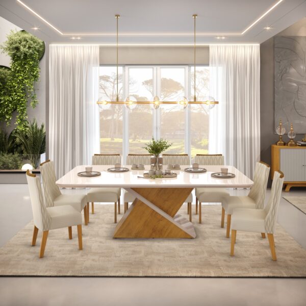 MESA DE JANTAR ZAFIRA COM 08 CADEIRAS JADE - Imagem 4