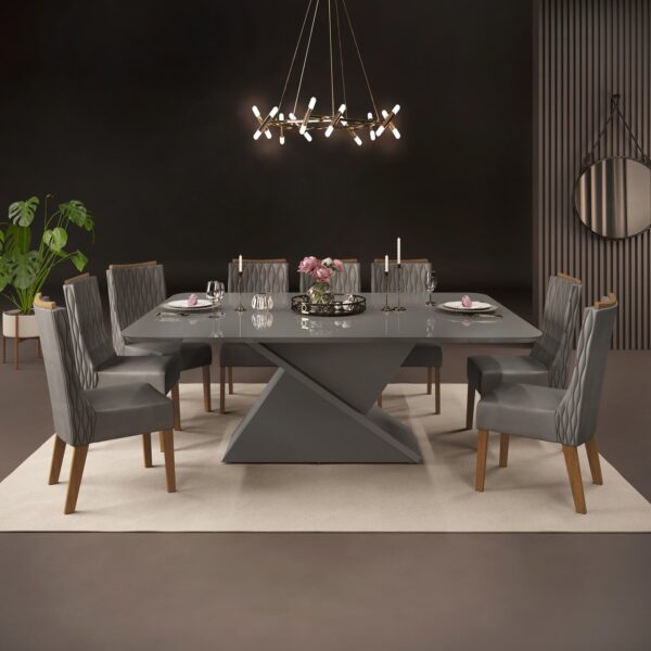 MESA DE JANTAR ZAFIRA COM 08 CADEIRAS JADE - Imagem 3