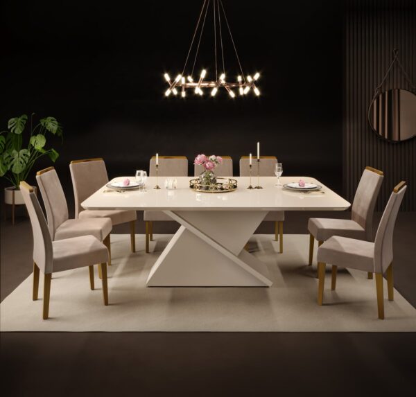 MESA DE JANTAR ZAFIRA COM 08 CADEIRAS JADE - Imagem 2