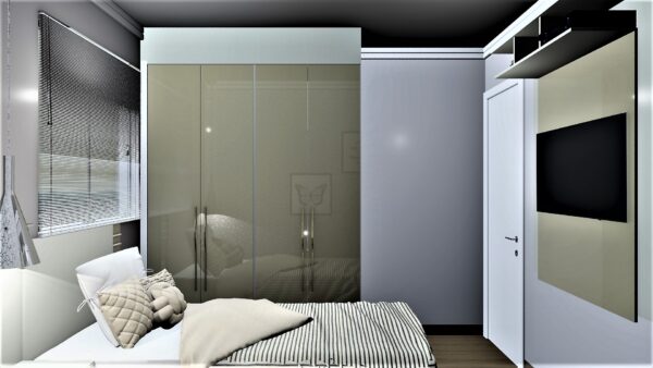 Guarda Roupa Solteiro 100% MDF Modulado A02 | 4 Portas de giro - Imagem 2
