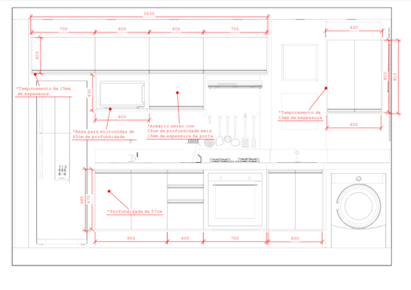 Cozinha Planejada A57 | 100% MDF: Conjunto de 11 Peças - Imagem 5