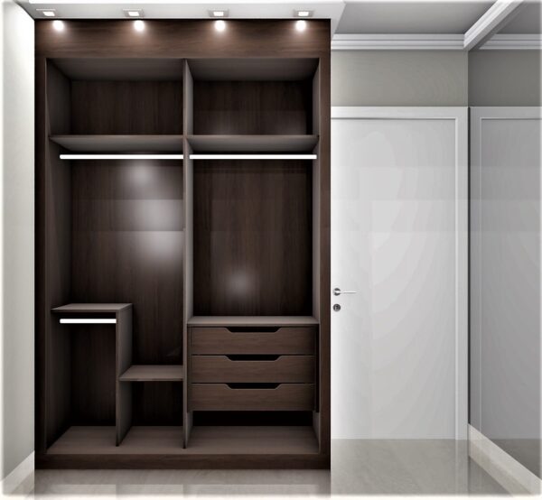 Guarda Roupa Casal 100% MDF Modulado A16 | 2 Portas de correr 3 gavetas - Imagem 3