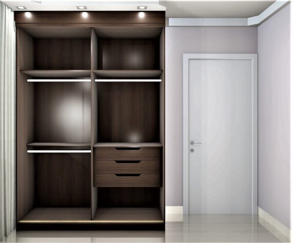 Guarda Roupa Solteiro 100% MDF Modulado A02 | 2 Portas de correr 3 gavetas - Imagem 3