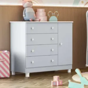 Cômoda Infantil Sapateira 1 Porta e 4 Gavetas Doce Sonho