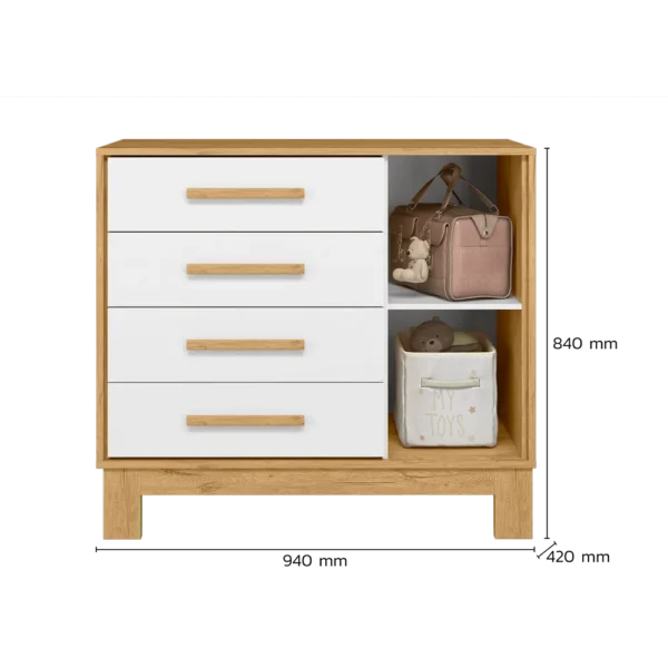 COMODA SAPATEIRA INFANTIL ENCANTO SLIM  COM GAVETAS E PRATELEIRA - Imagem 2