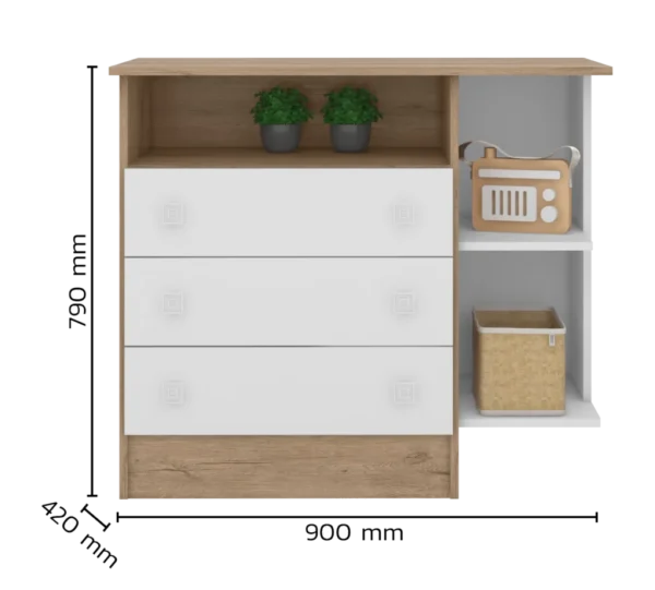 Cômoda INFANTIL 3 Gavetas Com Nicho Doce Sonho - Imagem 3