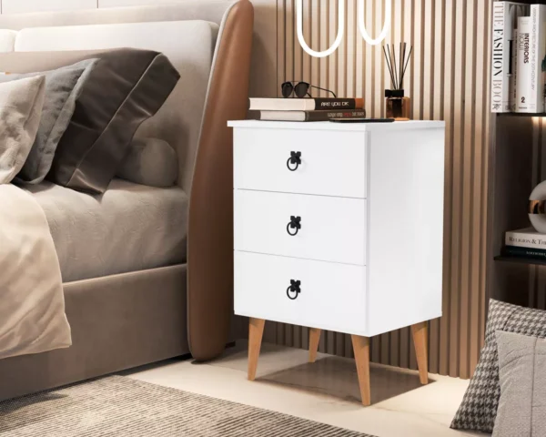 Mesa Criado Madri 3 Gaveta/ Retro Pés Palito Para Quarto