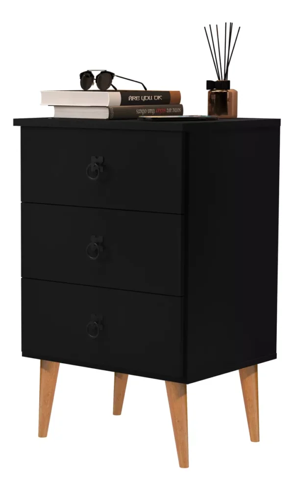 Mesa Criado Madri 3 Gaveta/ Retro Pés Palito Para Quarto - Imagem 6