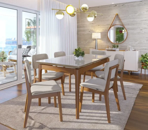 Mesa Wind 1.2 c/ vidro retangular