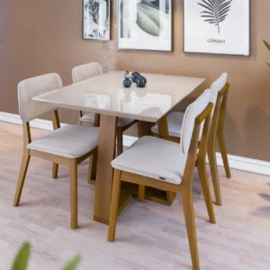 Mesa Wood 1.6 c/ vidro retangular