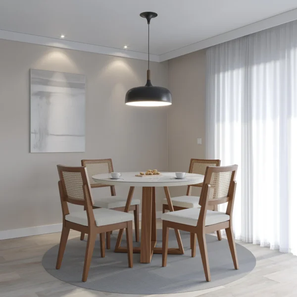 MESA BENNETT 1.15 C/ VIDRO TAMPO LAQUEADO PÉS AMADEIRADOS - Imagem 3