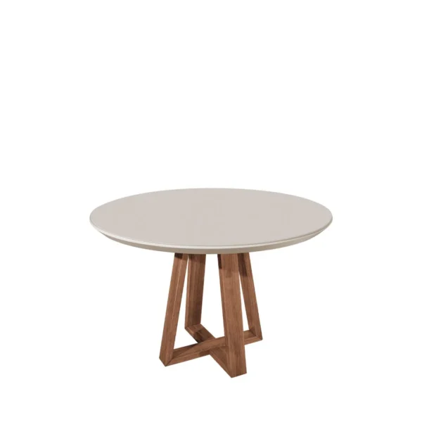 MESA BENNETT 1.15 C/ VIDRO TAMPO LAQUEADO PÉS AMADEIRADOS