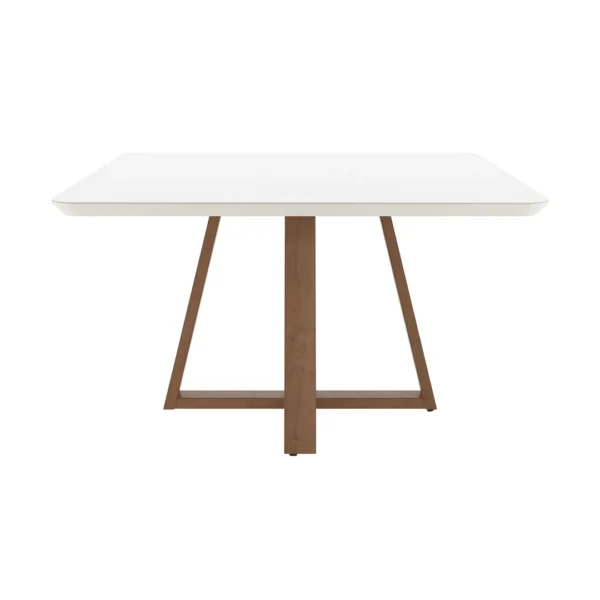 MESA BENNETT QUADRADA 1.35 C/ VIDRO PÉS AMDEIRADOS  TAMPO LAQUEADO - Imagem 4