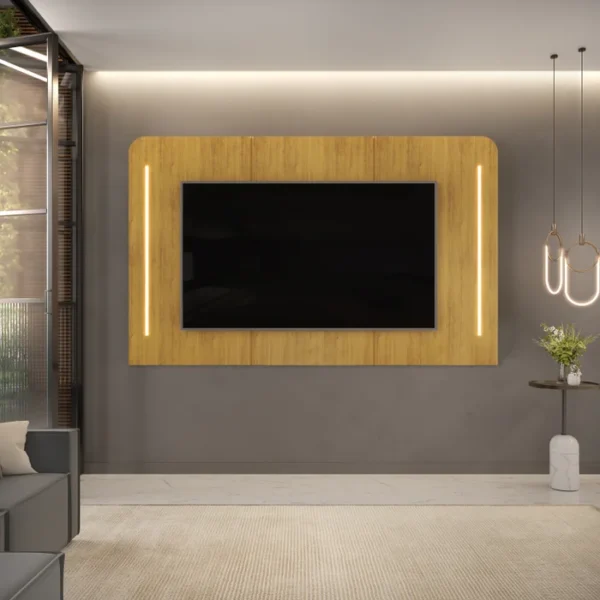 Painel Led Para TV 75 Pol e Rack Bancada Ripado atlas - Imagem 13