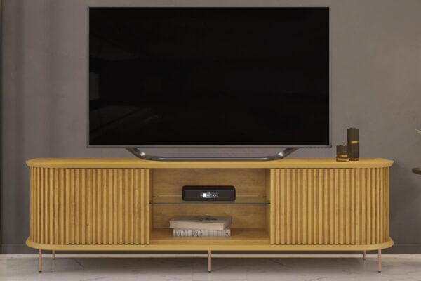 Painel Led Para TV 75 Pol e Rack Bancada Ripado atlas - Imagem 12
