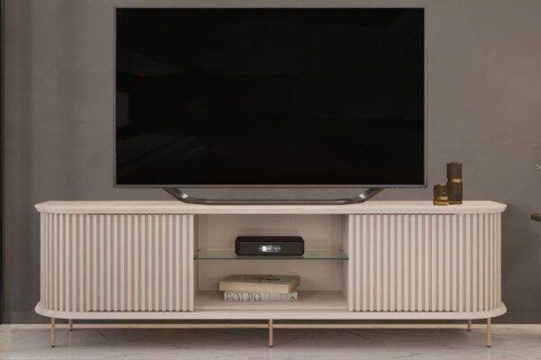 Painel Led Para TV 75 Pol e Rack Bancada Ripado atlas - Imagem 11