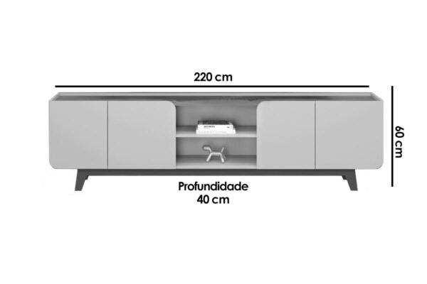 Rack Bancada com Painel para Tv até 75 Polegadas Nadine Led e Nichos - Imagem 6