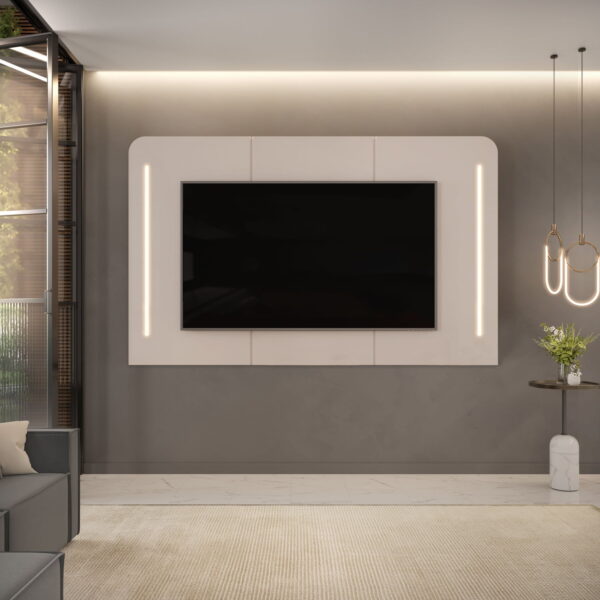 Painel Led Para TV 75 Pol e Rack Bancada Ripado atlas - Imagem 3