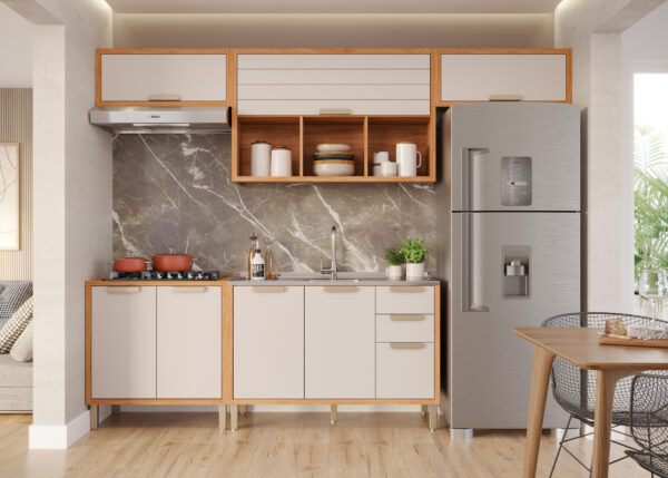 COZINHA MODULADA MG04-ELOISE COM 05 MÓDULOS COM 01 PEÇA RIPADA