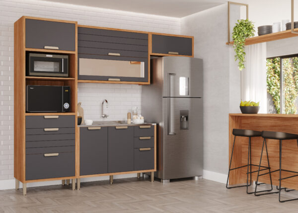 COZINHA MODULADA MG07-ELOISE COM 04 MÓDULOS RIPADO C/ TORRE QUENTE