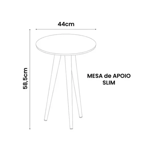 Conjunto 2 Mesas Apoio Canto e Lateral Slim Patrimar MDF Redonda - Imagem 2