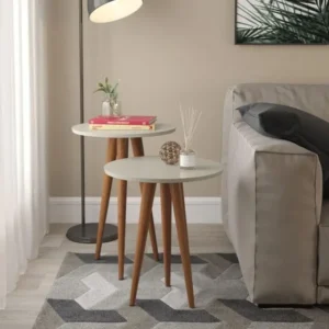 Conjunto 2 Mesas Apoio Canto e Lateral Slim Patrimar MDF Redonda