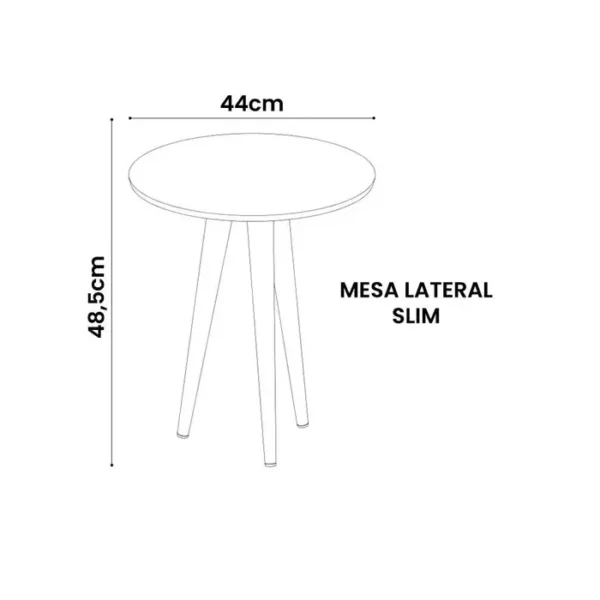 Conjunto 2 Mesas Apoio Canto e Lateral Slim Patrimar MDF Redonda - Imagem 4