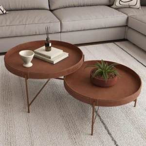 Conjunto Mesa De Centro Sala Décor 700 e 600 Pés de Metal Whisky