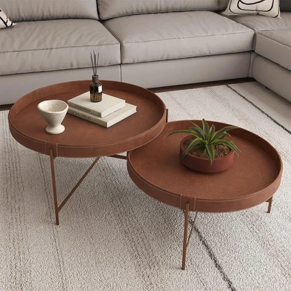 Conjunto Mesa De Centro Sala Décor 700 e 600 Pés de Metal Whisky