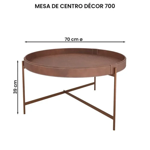 Conjunto Mesa De Centro Sala Décor 700 e 600 Pés de Metal Whisky - Imagem 4