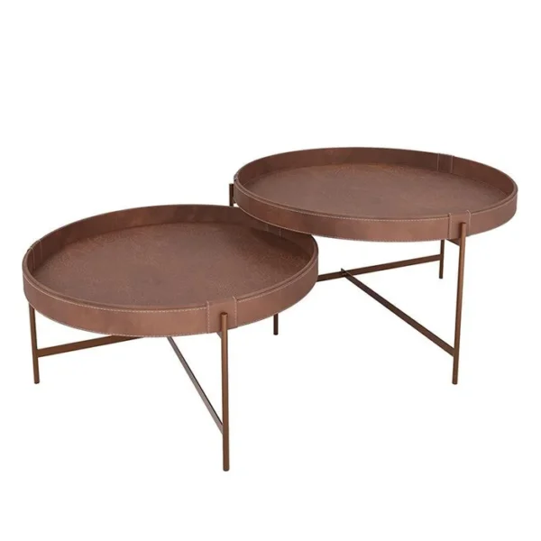 Conjunto Mesa De Centro Sala Décor 700 e 600 Pés de Metal Whisky - Imagem 2