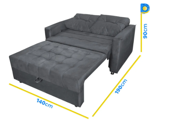 Sofá-cama Casal 2 Lugares Reclinável Veludo Matrix Drika - Imagem 3