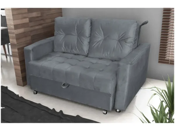 Sofá-cama Casal 2 Lugares Reclinável Veludo Matrix Drika