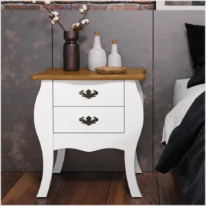 Mesa de Cabeceira Decorativa Bombê Premier Provençal com 2 Gavetas - Patrimar Móveis
