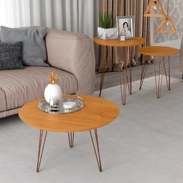 Conjunto de 3 Mesas Centro Apoio Lateral Evolution Patrimar