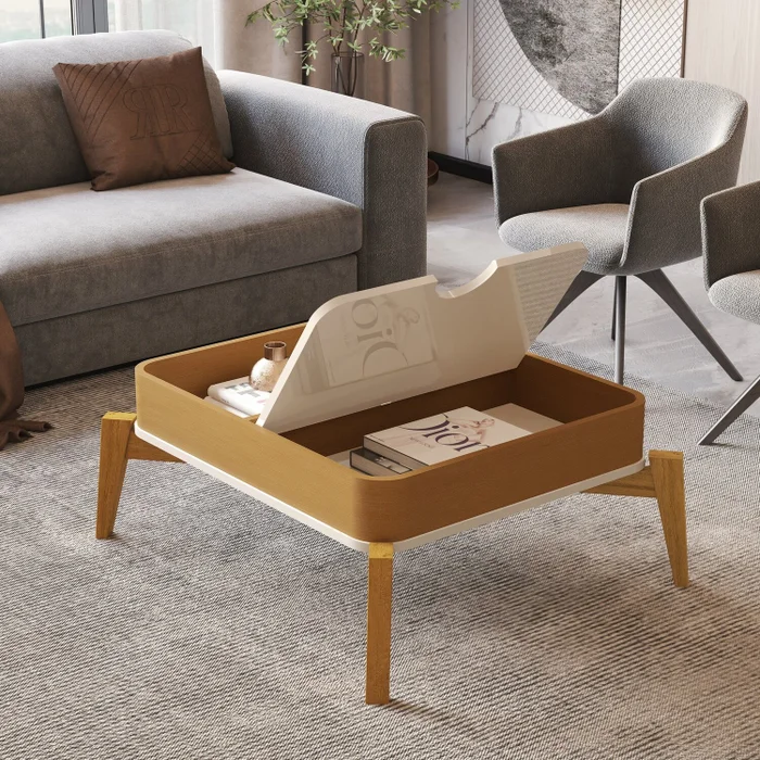 MESA DE CENTRO BURITI COM PÉS EM MADEIRA MACIÇA - Imagem 4