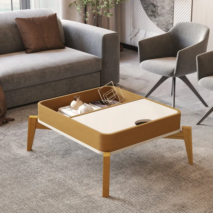 MESA DE CENTRO BURITI COM PÉS EM MADEIRA MACIÇA