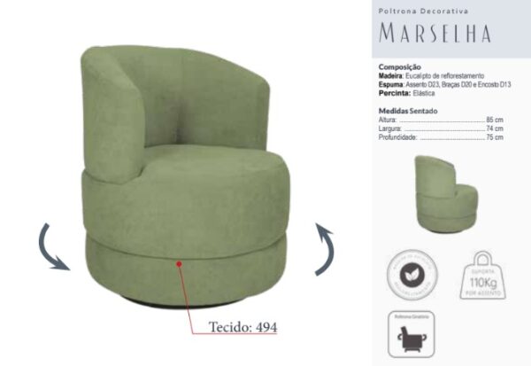 POLTRONA DECORATIVA MARSELHA - Imagem 2