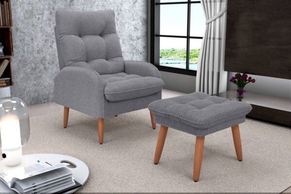 Poltrona Decorativa Nantes + Puff