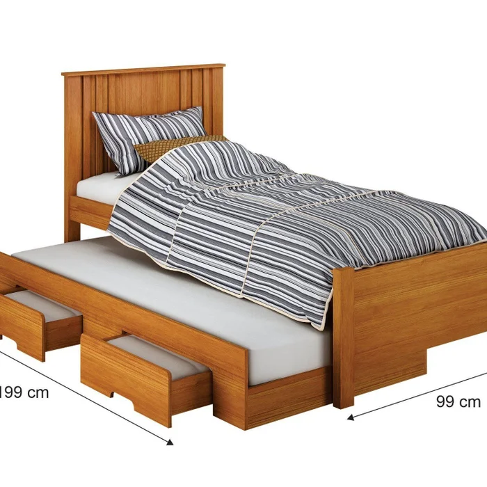 Cama Solteiro Milano com Auxiliar, para Colchão no Tamanho 88x138 Cm Cinamomo/BRANCO - Imagem 3
