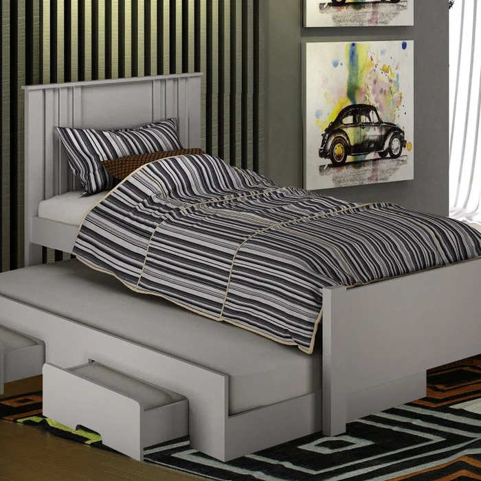 Cama Solteiro Milano com Auxiliar, para Colchão no Tamanho 88x138 Cm Cinamomo/BRANCO - Imagem 6