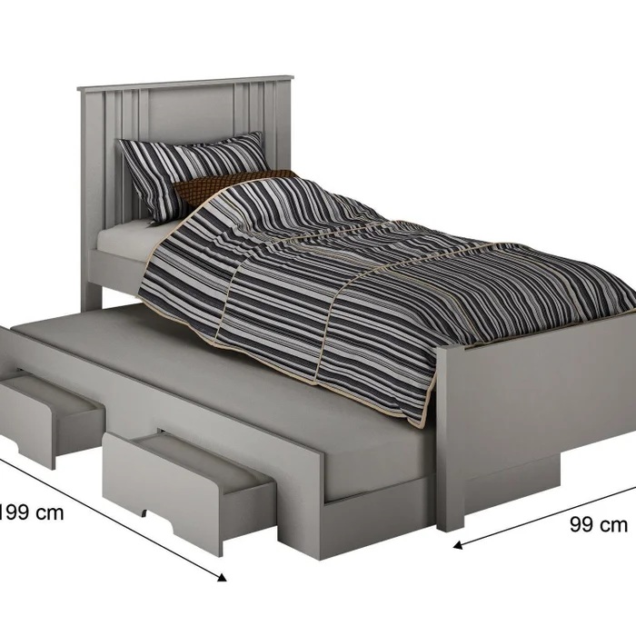 Cama Solteiro Milano com Auxiliar, para Colchão no Tamanho 88x138 Cm Cinamomo/BRANCO - Imagem 4