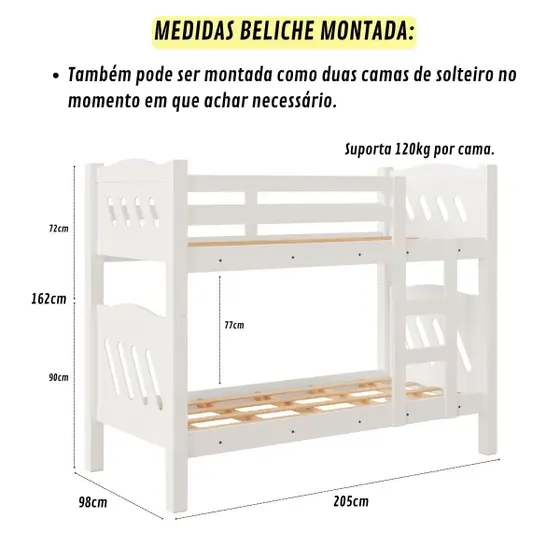 Beliche Pérola Reforçada Vira Duas Camas até 120kg - Imagem 3